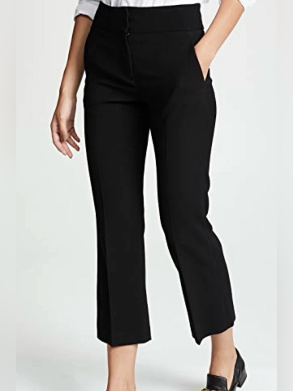 VERONICA BEARD CORMAC BLACK CROPPED FLARE TROUSER PANTS WOMENS SZ 4